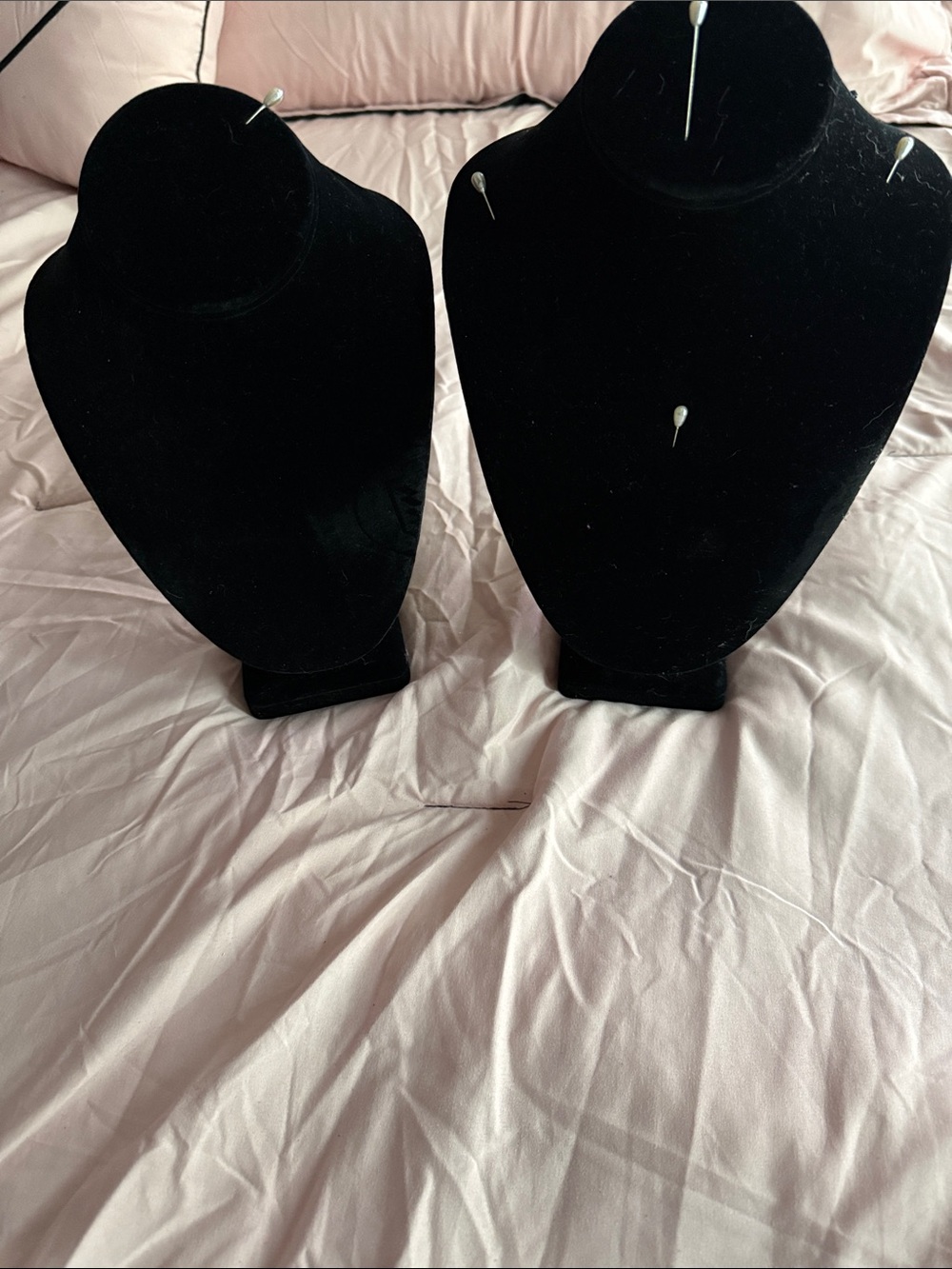 Black Velvet Jewelry Display Busts - Set of 2
